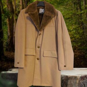 Mens Vagabond Coat Heavy Faux Sherpa Collar Vintage 38
